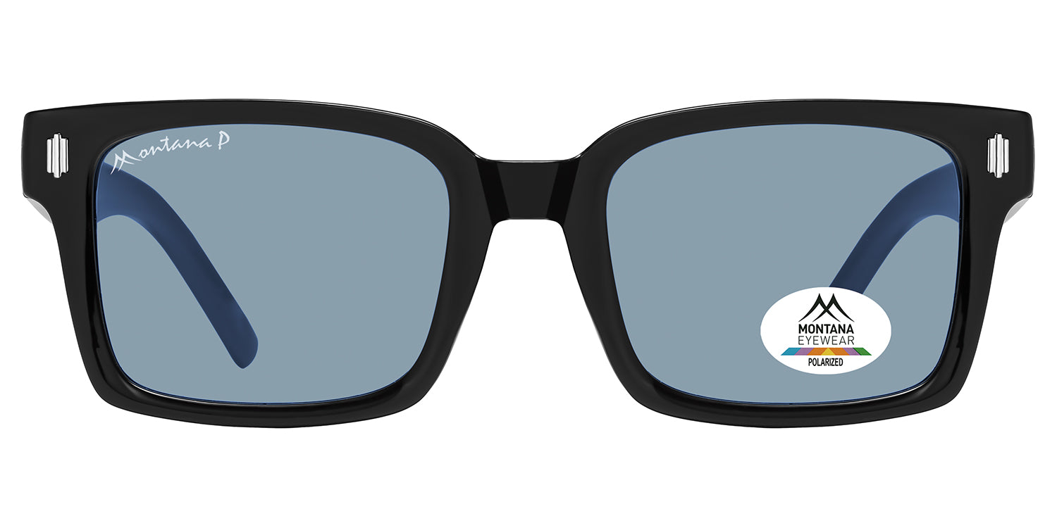 shiny black - blue lenses