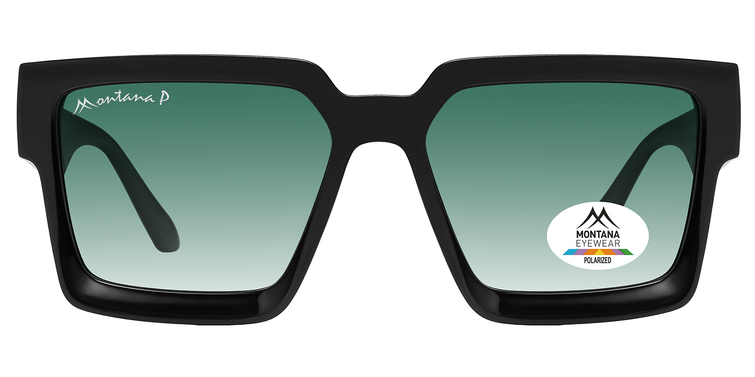 shiny black - gradient green lenses