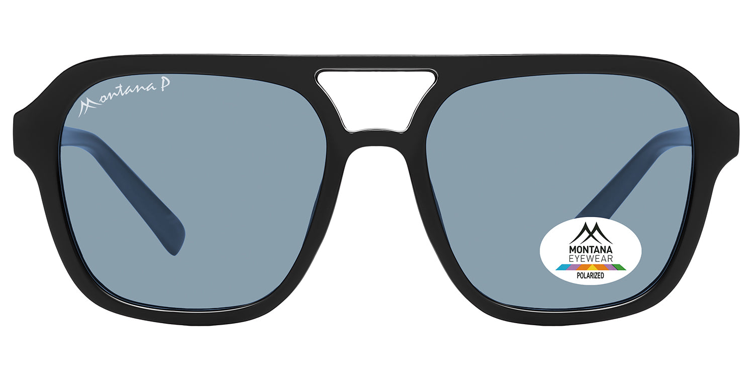 shiny black - blue lenses